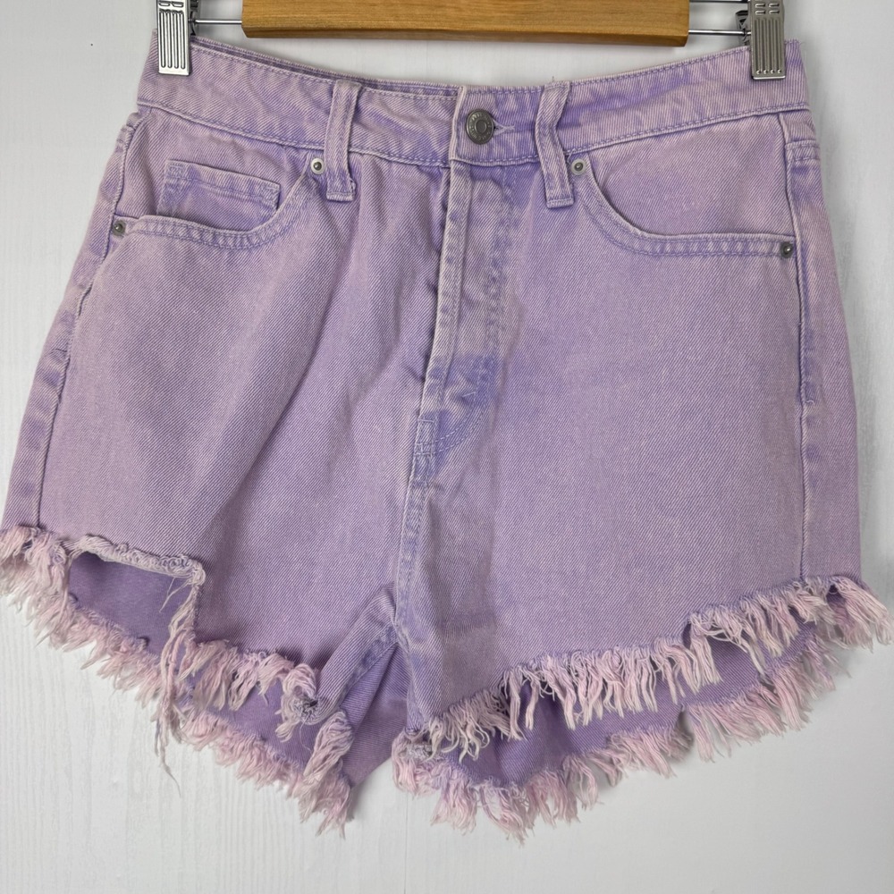 Wild Fable Buttonfly Women's Size 4 Purple Denim Frayed Hem‎ Highest Rise Shorts